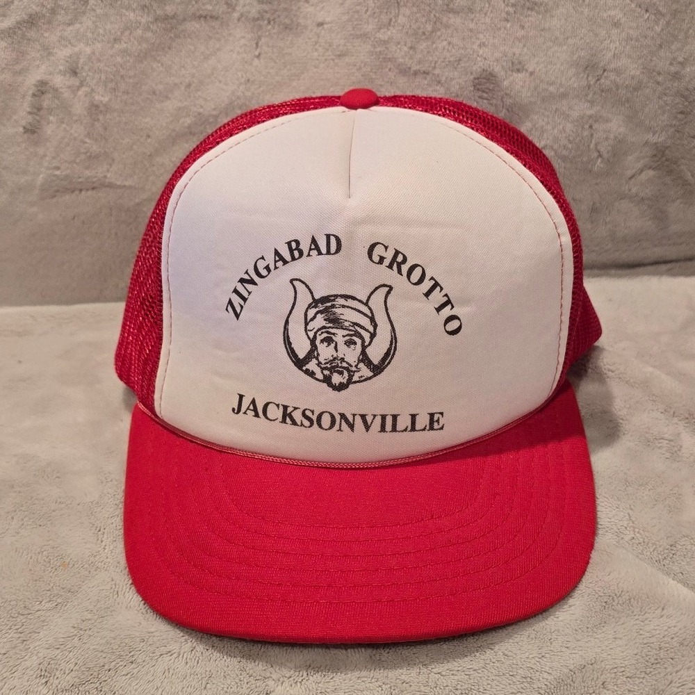 Vintage Zingabad Grotto Jacksonville Trucker Hat Red White Snapback Xpres Caps
